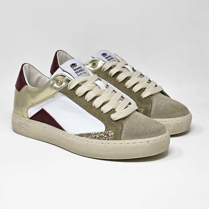 EVAN PELLE BIANCA BORDEAUX ORO