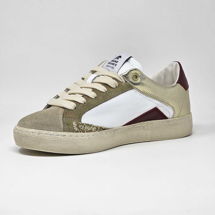 EVAN PELLE BIANCA BORDEAUX ORO