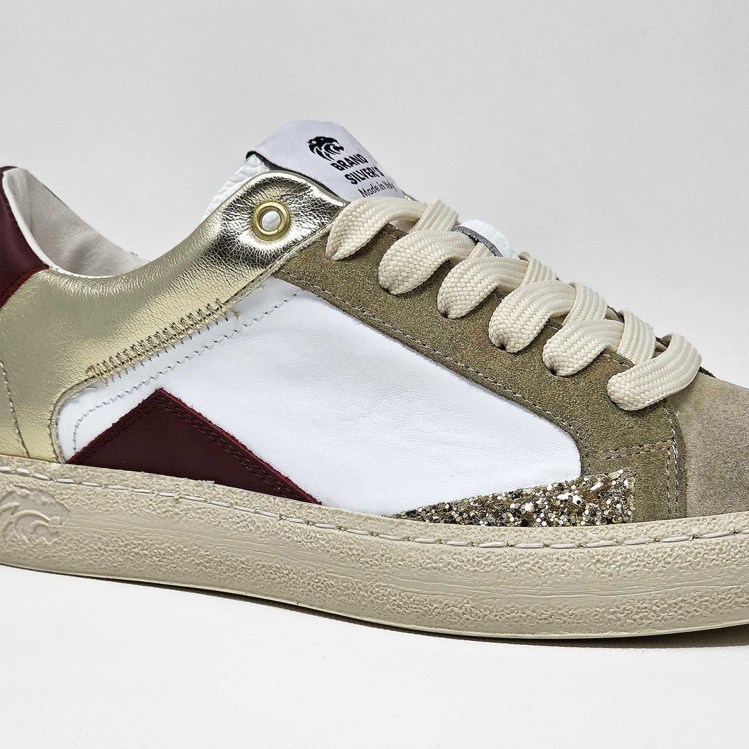 EVAN PELLE BIANCA BORDEAUX ORO