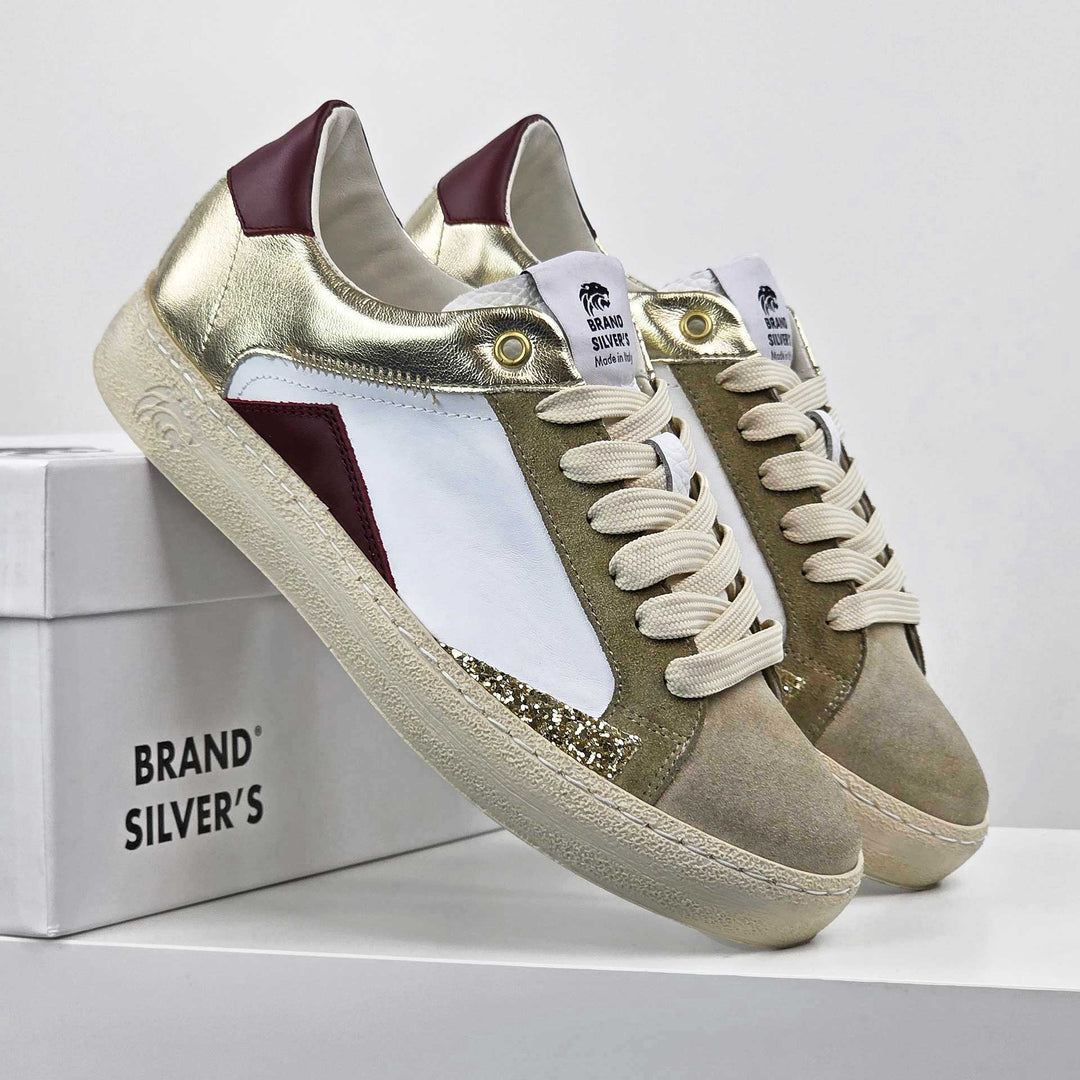 EVAN PELLE BIANCA BORDEAUX ORO