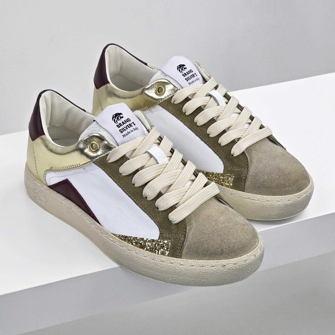 EVAN PELLE BIANCA BORDEAUX ORO