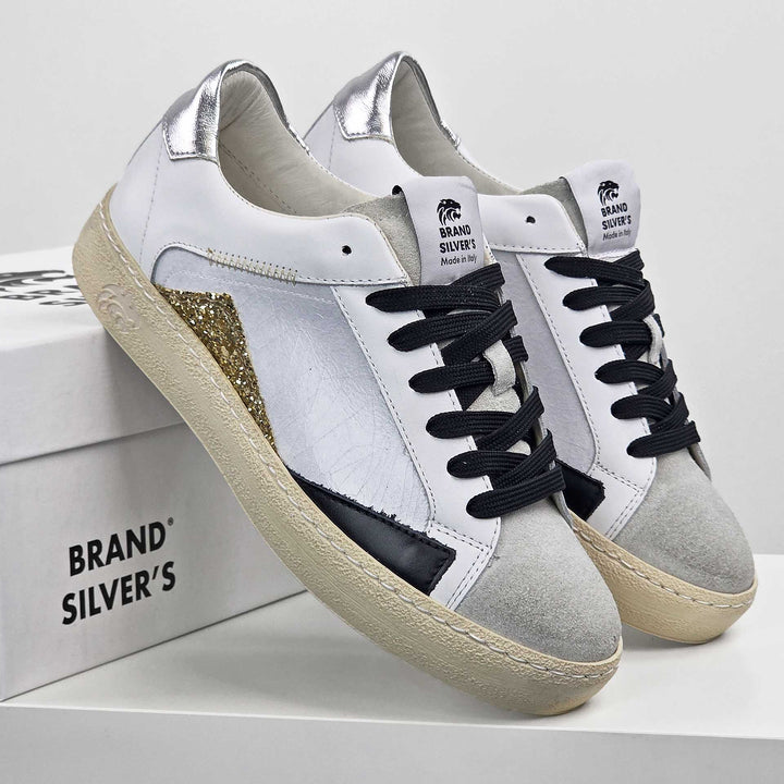 EVAN PELLE BIANCA NERA ORO ARGENTO