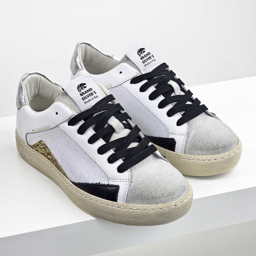 EVAN PELLE BIANCA NERA ORO ARGENTO