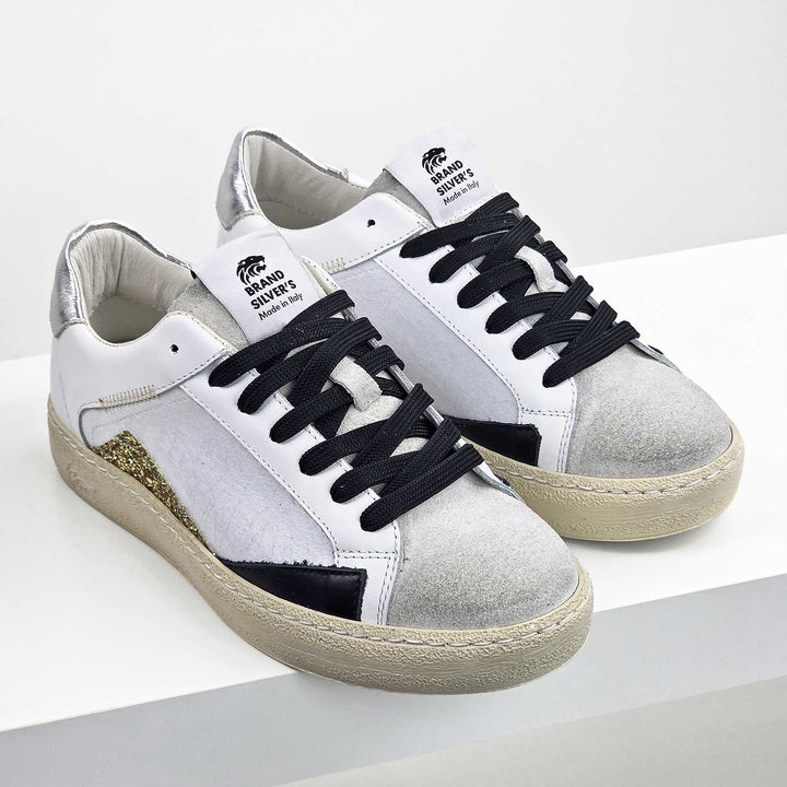 EVAN PELLE BIANCA NERA ORO ARGENTO