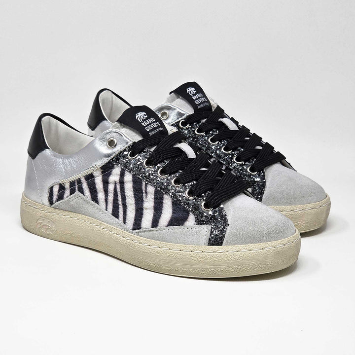 EVAN PELLE NERA ARGENTO MACULATO