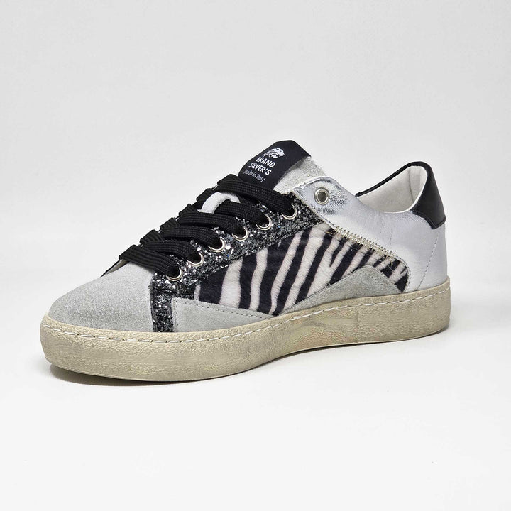 EVAN PELLE NERA ARGENTO MACULATO