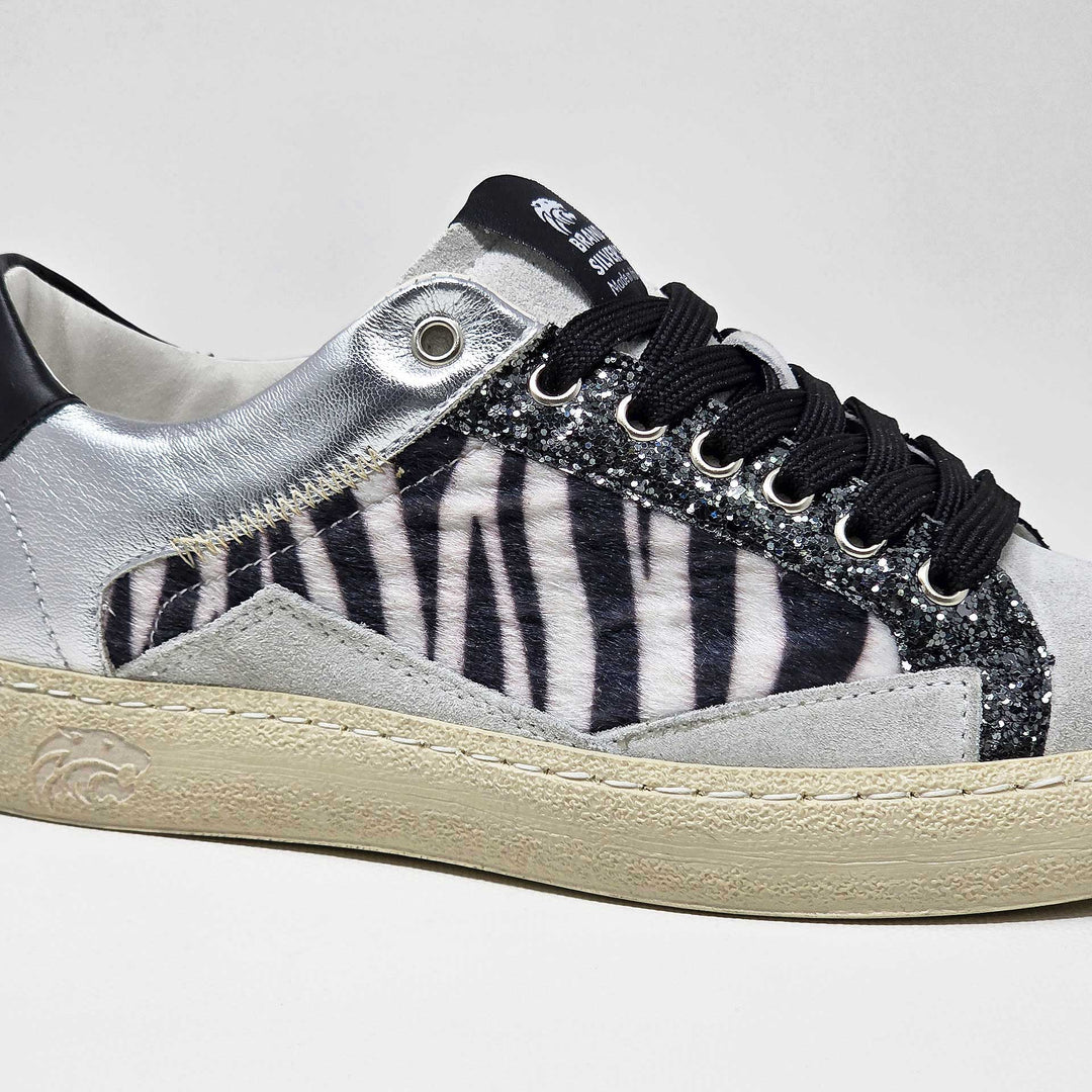 EVAN PELLE NERA ARGENTO MACULATO