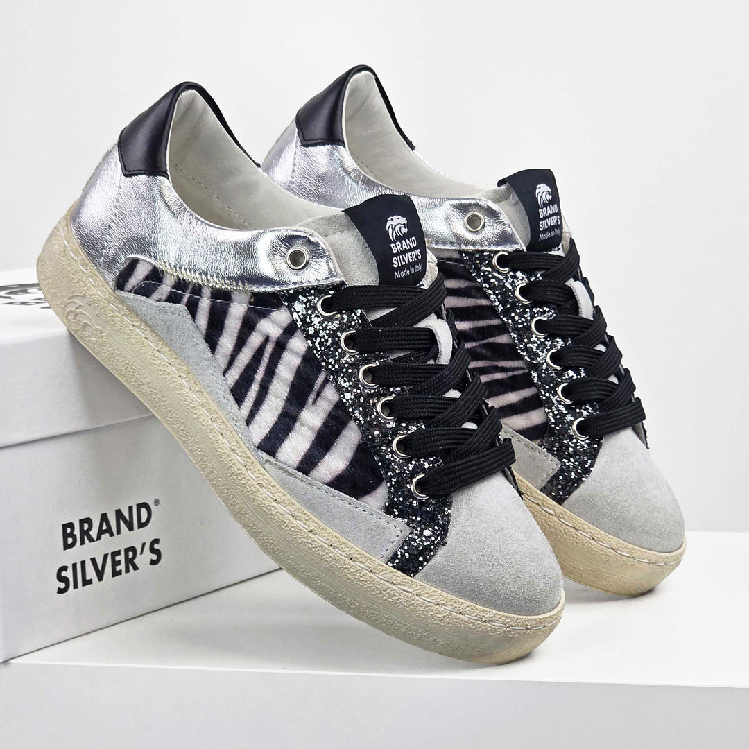 EVAN PELLE NERA ARGENTO MACULATO