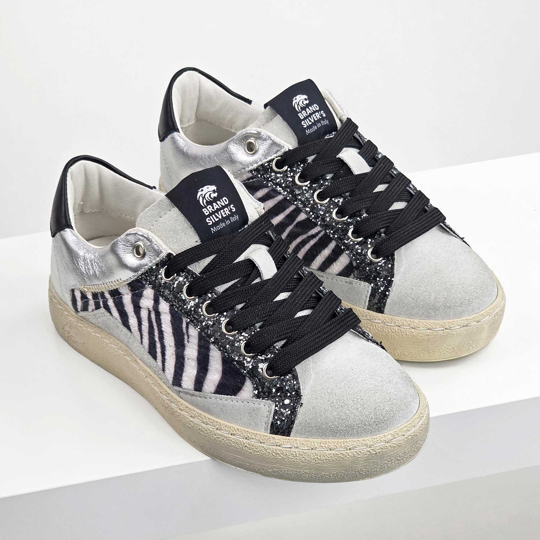 EVAN PELLE NERA ARGENTO MACULATO