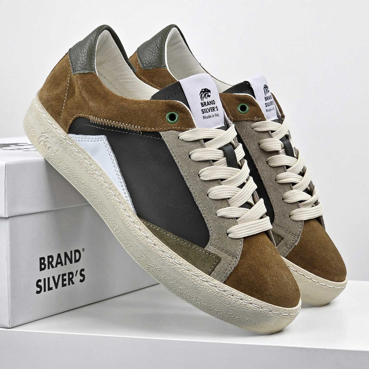 EVAN PELLE VERDE CUOIO BEIGE BIANCO