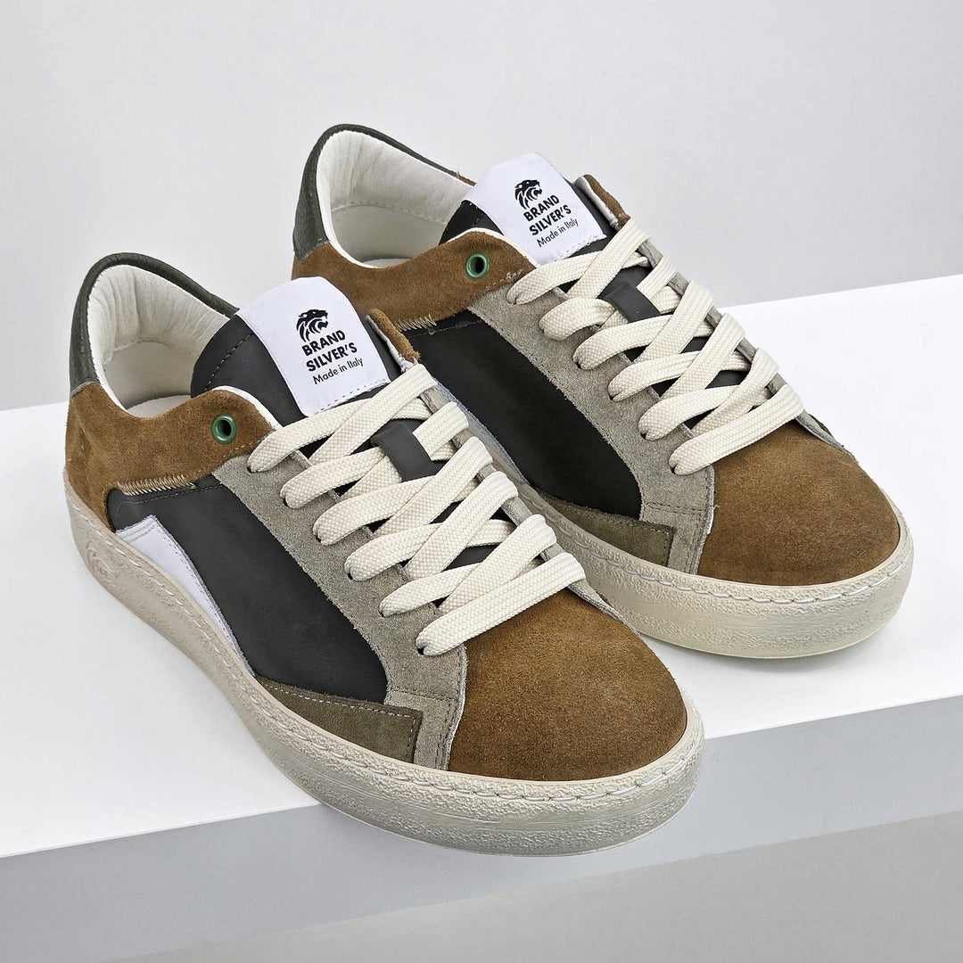 EVAN PELLE VERDE CUOIO BEIGE BIANCO