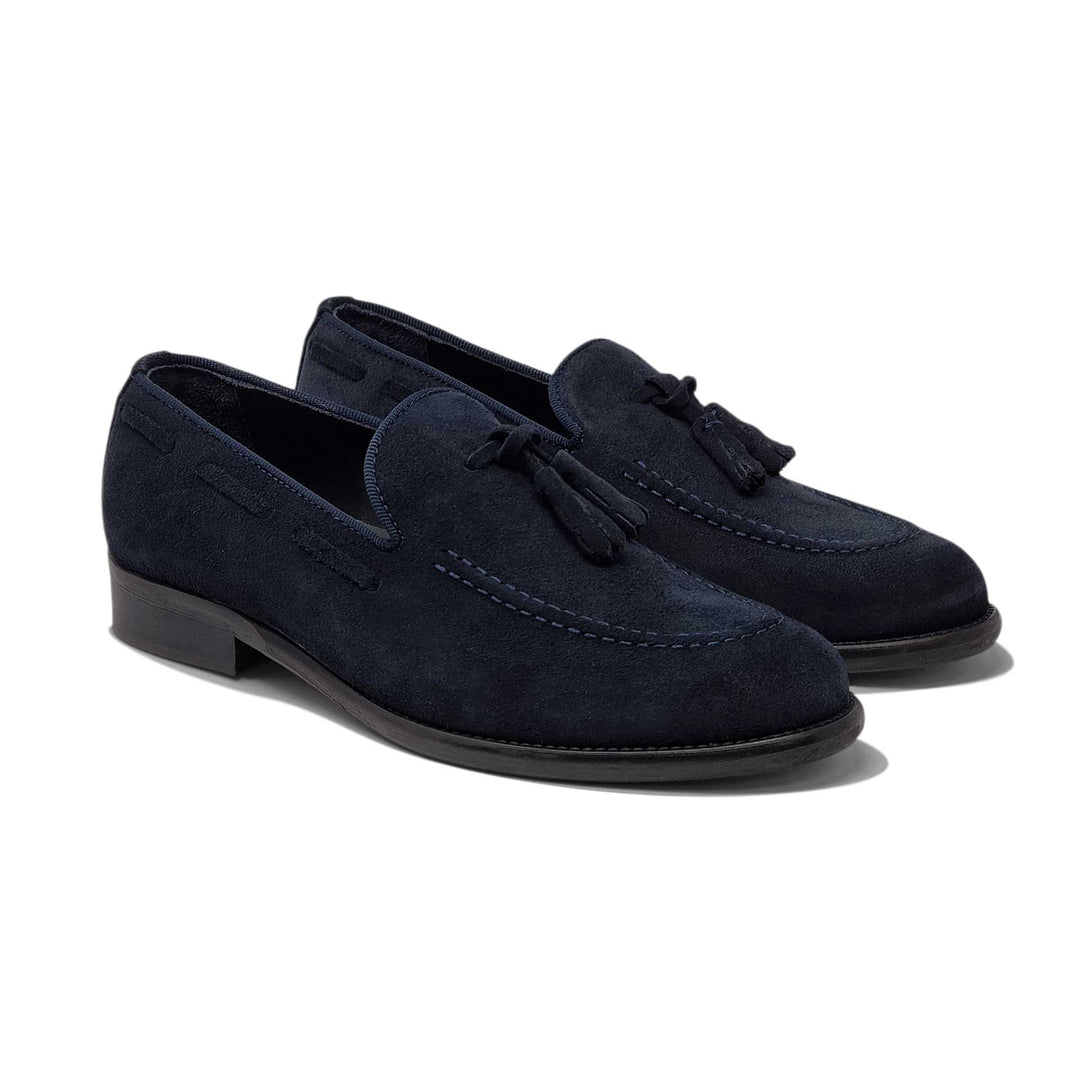 Mocassino Capri con Nappine Camoscio Blu