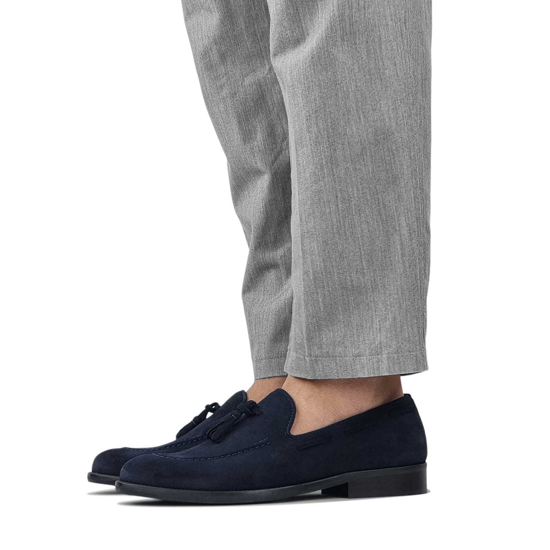 Mocassino Capri con Nappine Camoscio Blu