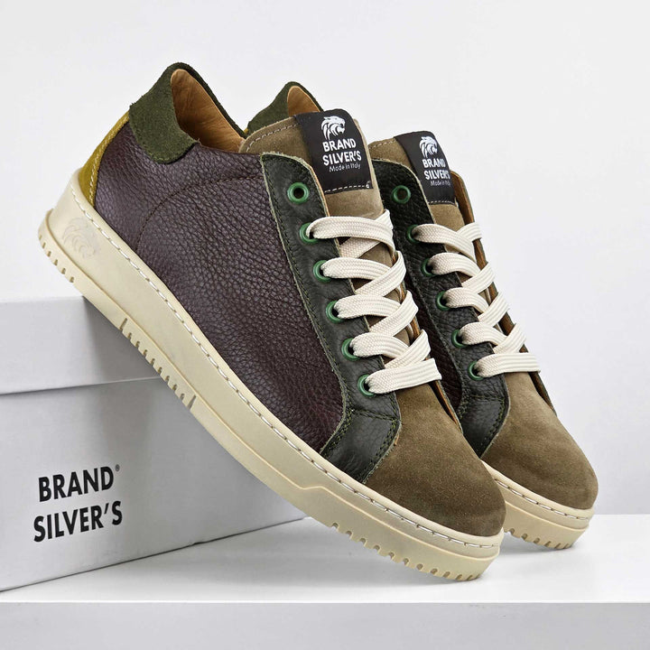 PAUL PELLE CASTAGNA VERDE TAUPE SENAPE