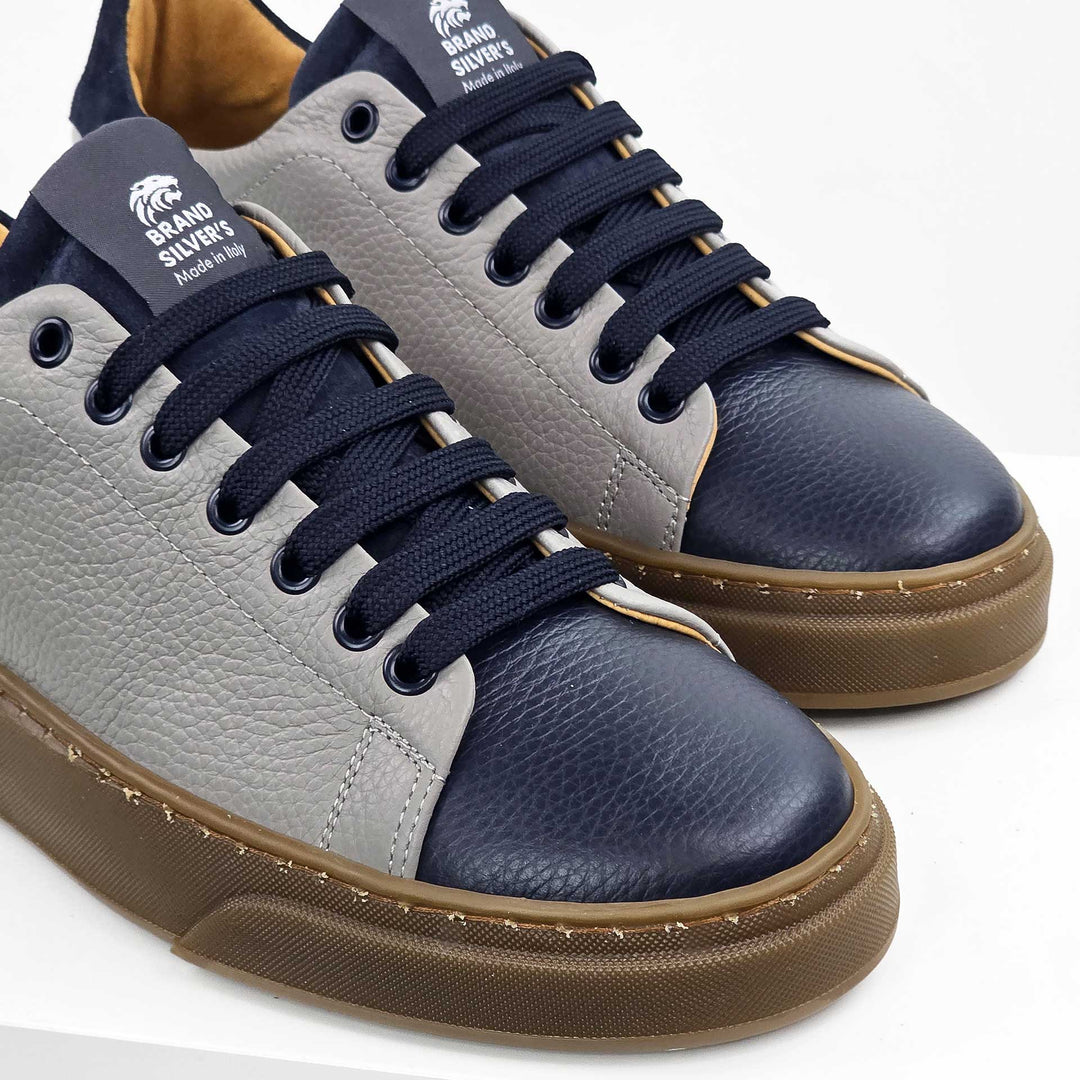 NEVADA PELLE GRIGIO BLU NAVY