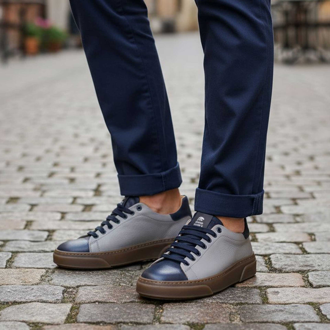 NEVADA PELLE GRIGIO BLU NAVY