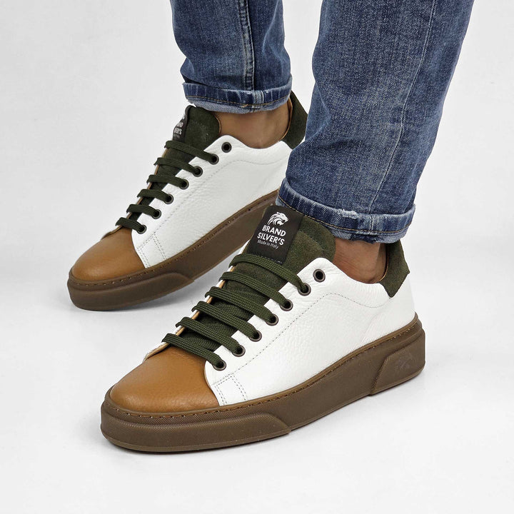 NEVADA PELLE BIANCO VERDE CUOIO