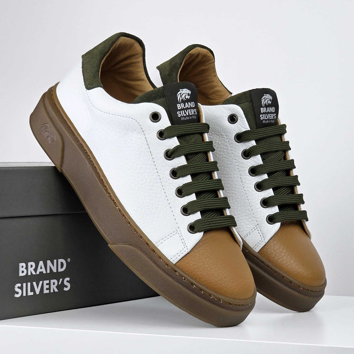 NEVADA PELLE BIANCO VERDE CUOIO