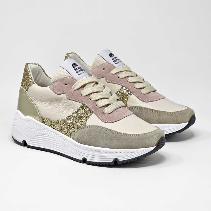 AURORA IN PELLE BEIGE DETTAGLI ORO
