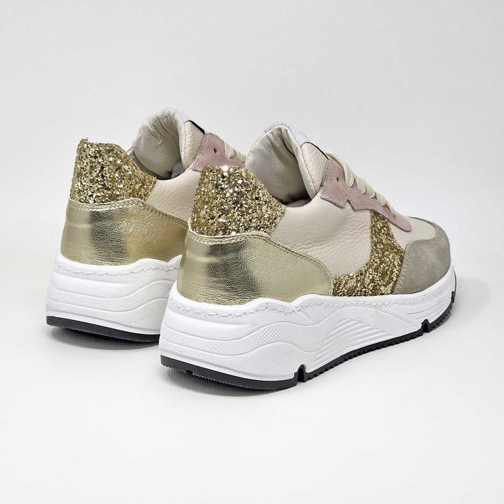 AURORA IN PELLE BEIGE DETTAGLI ORO