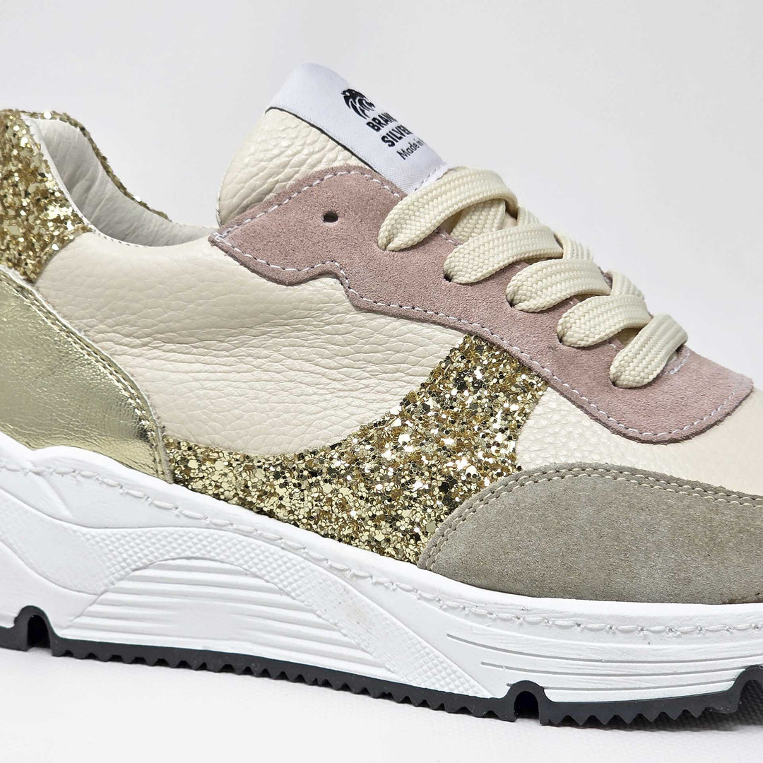 AURORA IN PELLE BEIGE DETTAGLI ORO