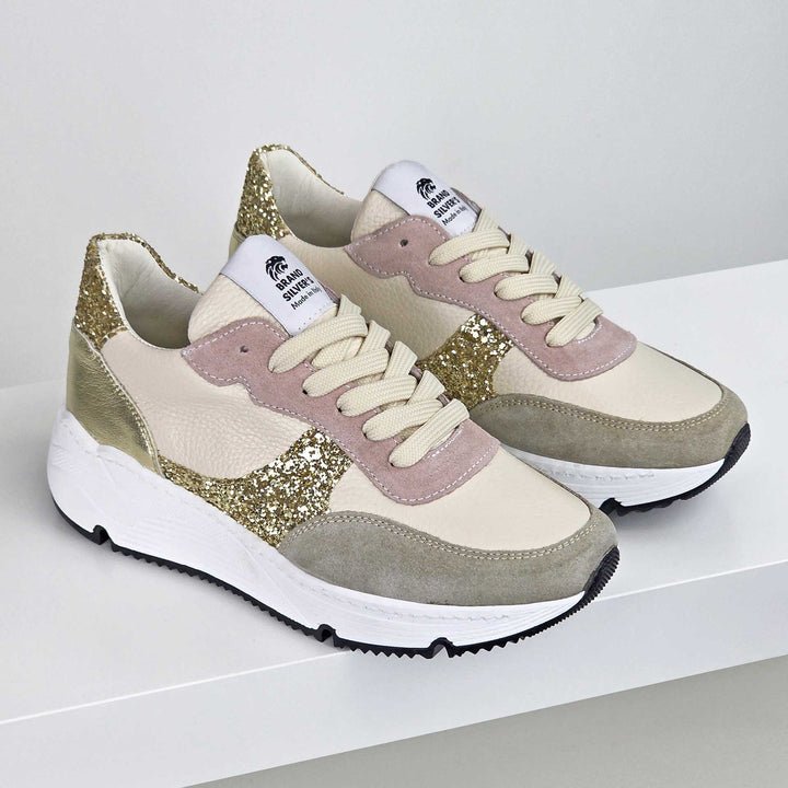 AURORA IN PELLE BEIGE DETTAGLI ORO