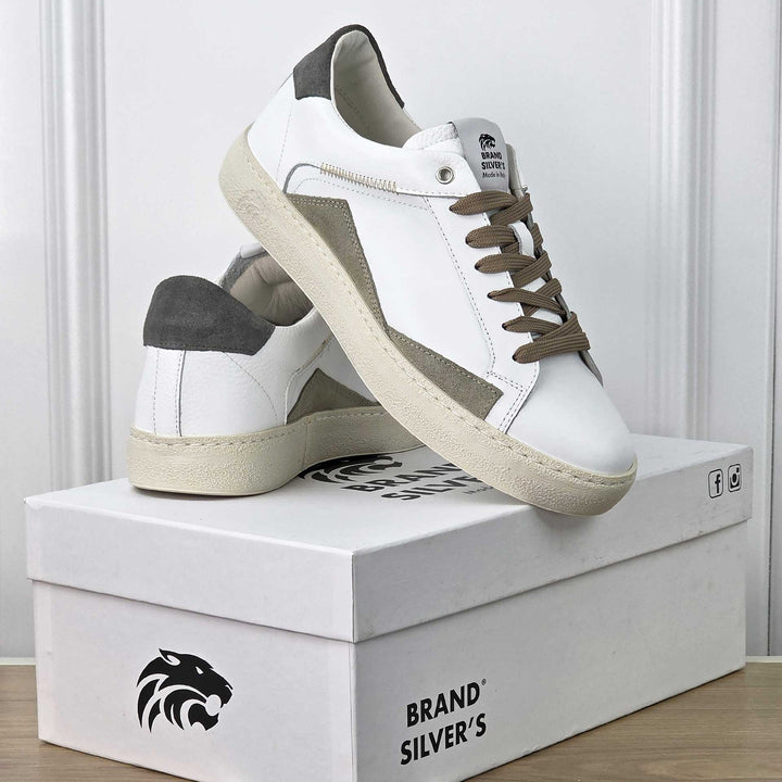 EVAN PELLE BIANCA CAMOSCIO GRIGIO E TORTORA