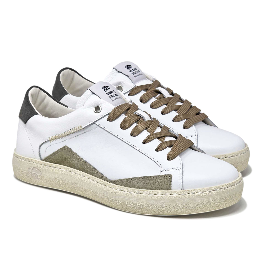 EVAN PELLE BIANCA CAMOSCIO GRIGIO E TORTORA