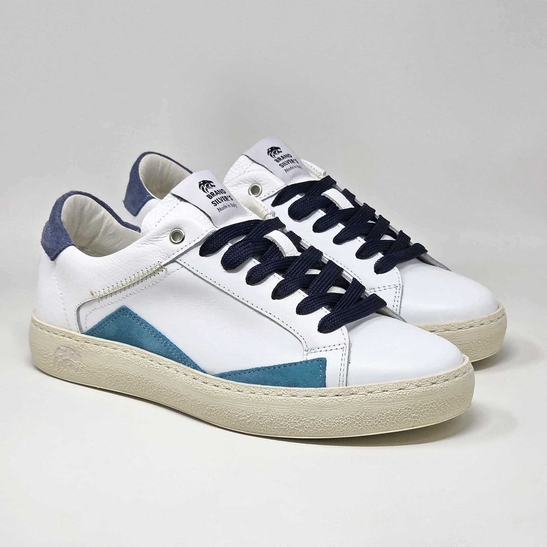 EVAN PELLE BIANCA CAMOSCIO JEANS E AZZURRO