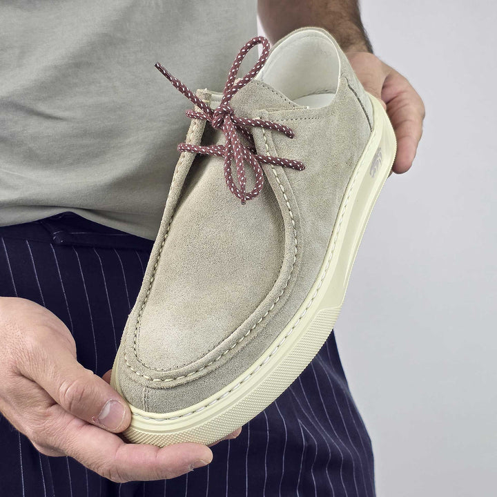 HARRISON IN CAMOSCIO BEIGE JEANS VERDE