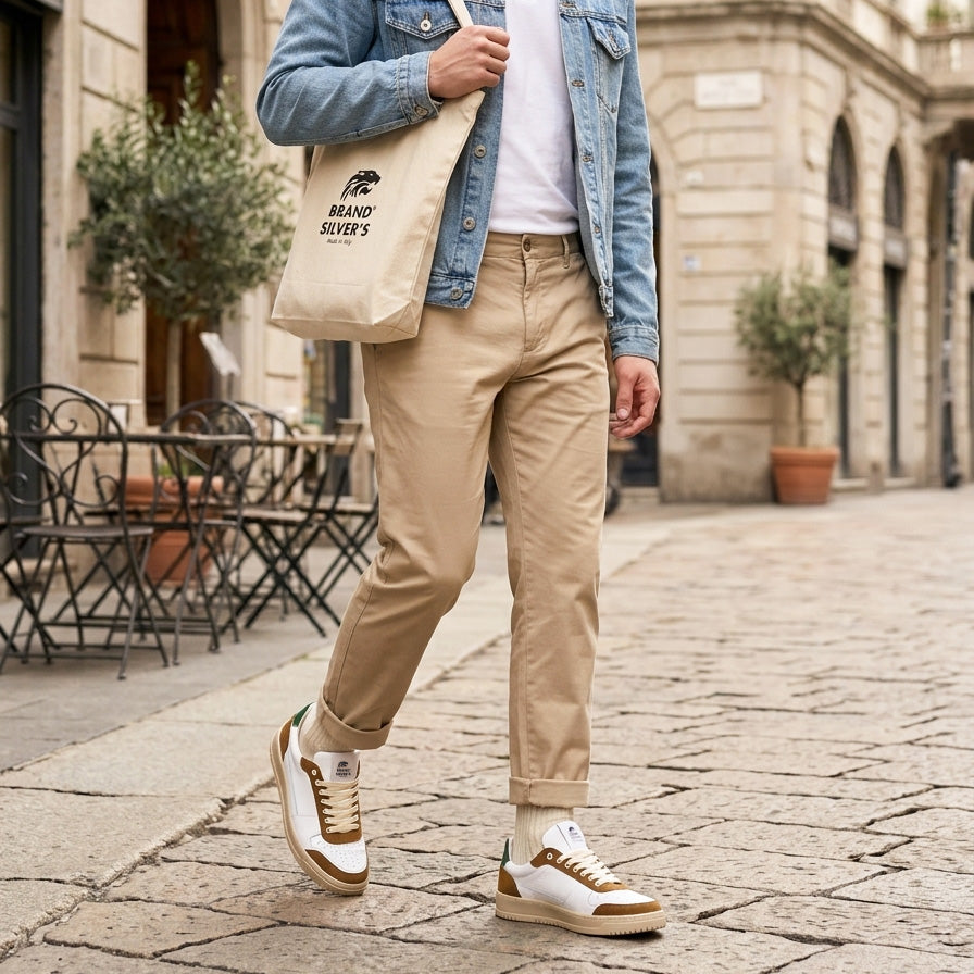 LEWIS BASIC PELLE BIANCA CUOIO VERDE