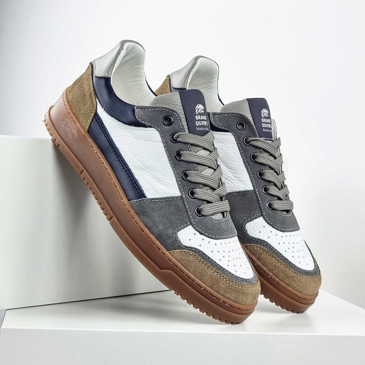 Lewis Suede Grigio Taupe Blu Navy