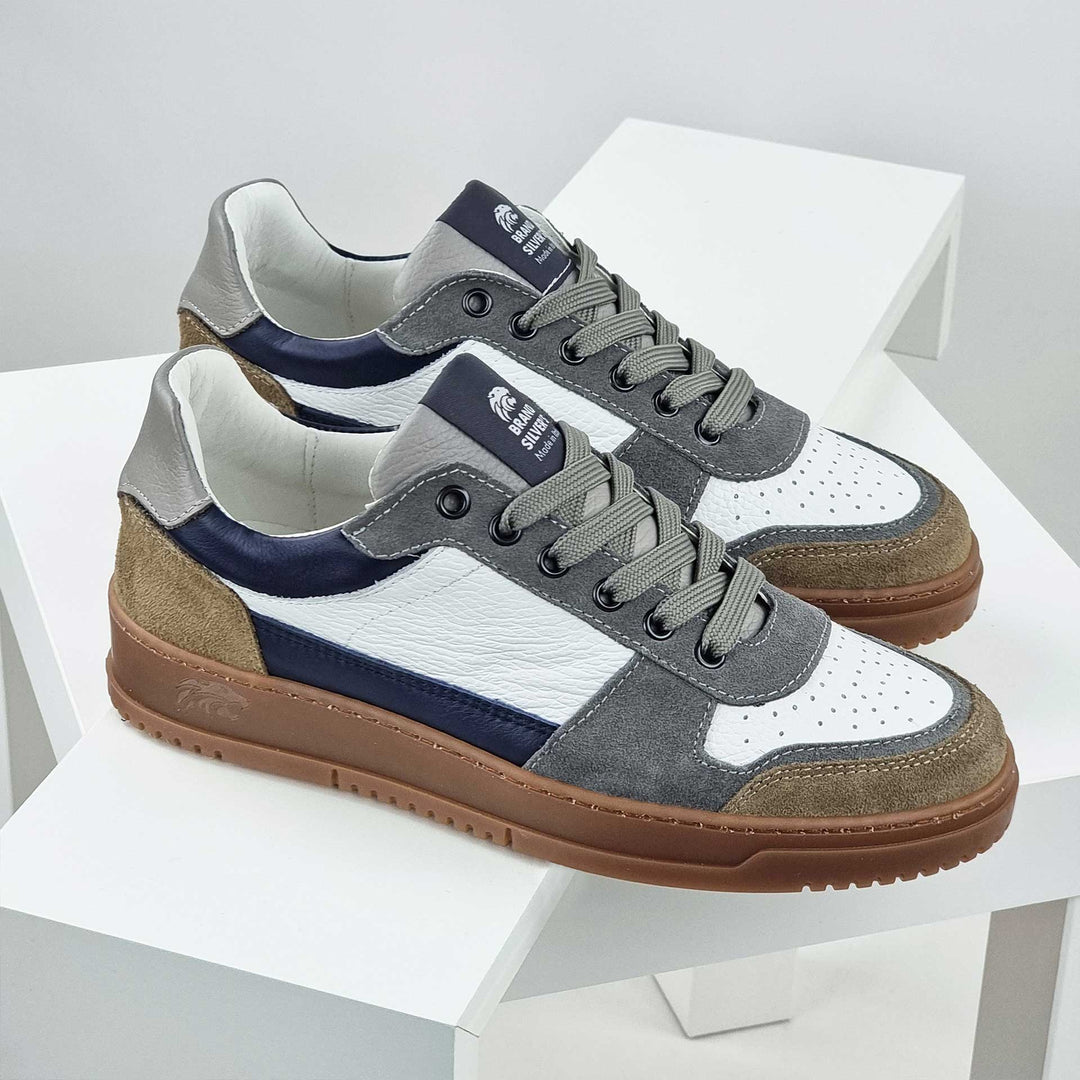 Lewis Suede Grigio Taupe Blu Navy