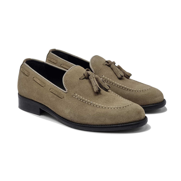 Mocassino Capri con Nappine Camoscio Taupe