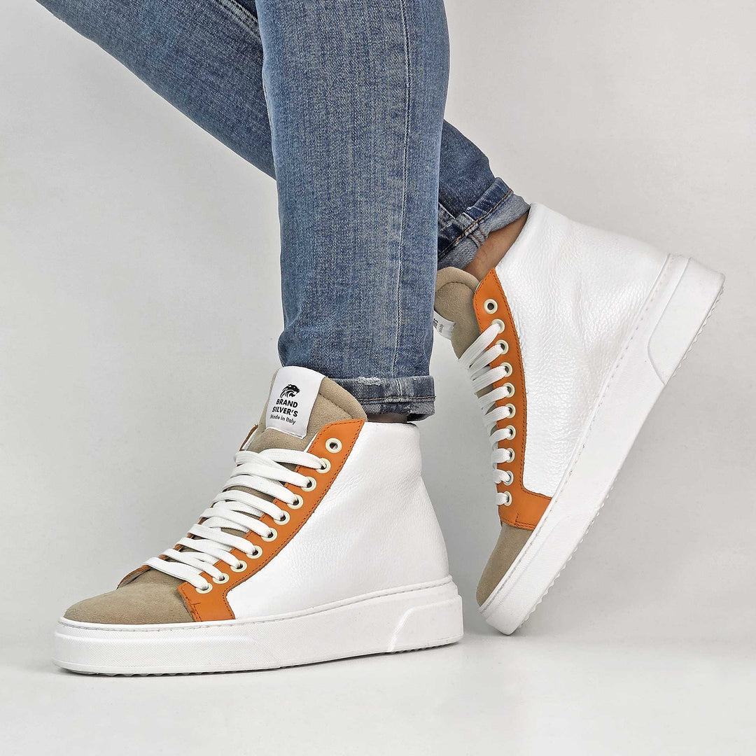 NEVADA BOOT PELLE BIANCA BEIGE ARANCIONE