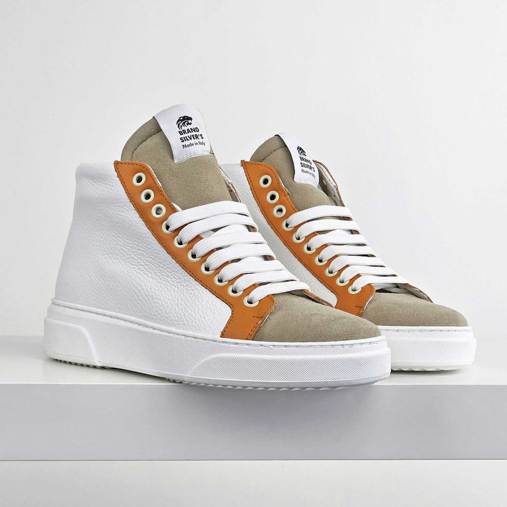 NEVADA BOOT PELLE BIANCA BEIGE ARANCIONE