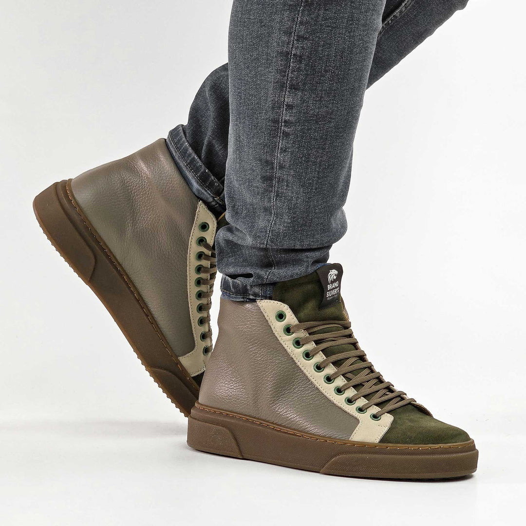 NEVADA BOOT PELLE TAUPE VERDE BEIGE