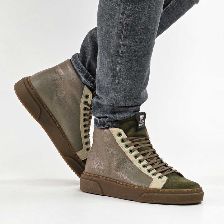 NEVADA BOOT PELLE TAUPE VERDE BEIGE