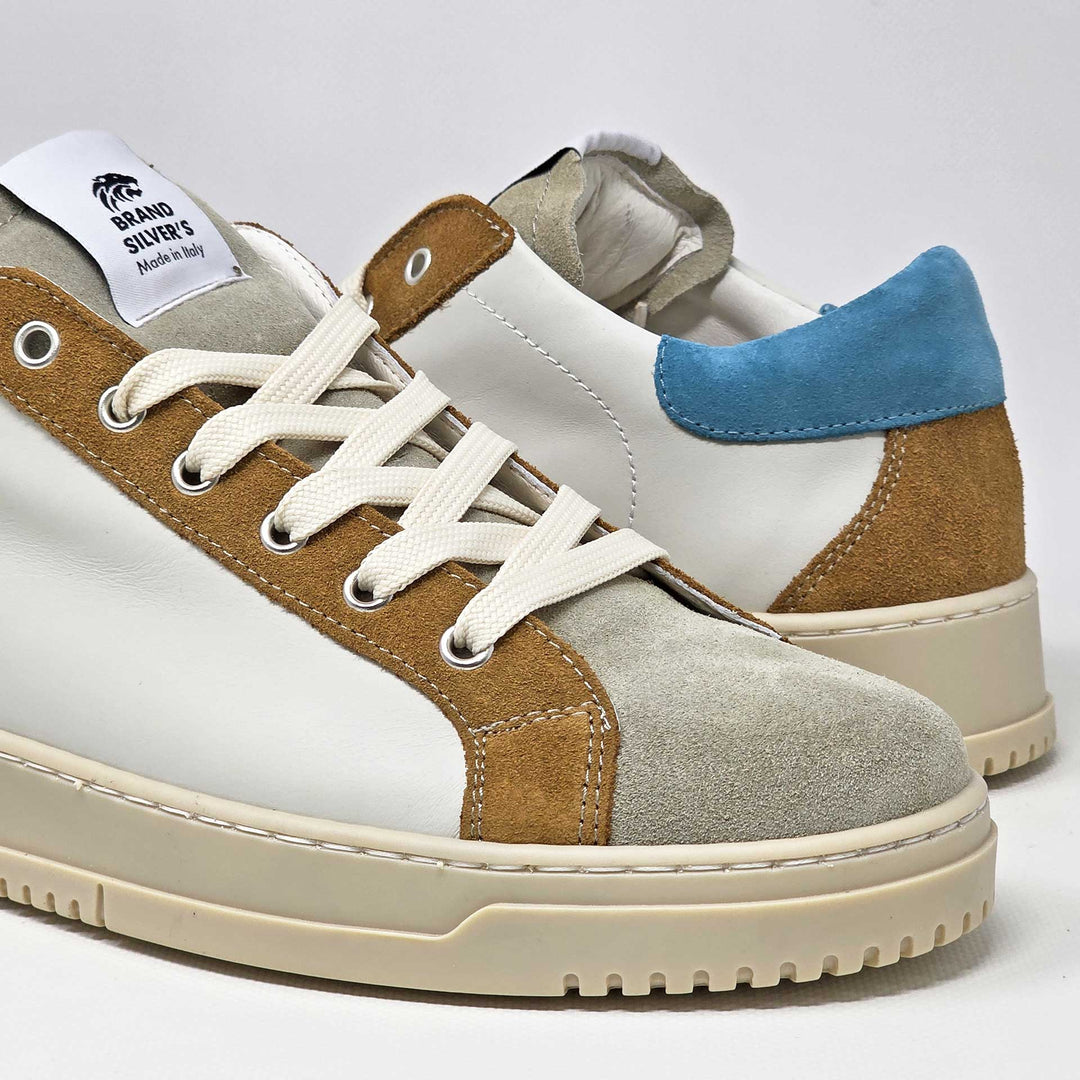 PAUL PELLE BEIGE CUOIO AZZURRO