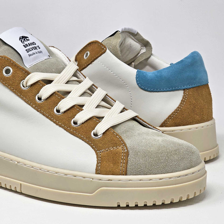 PAUL PELLE BEIGE CUOIO AZZURRO