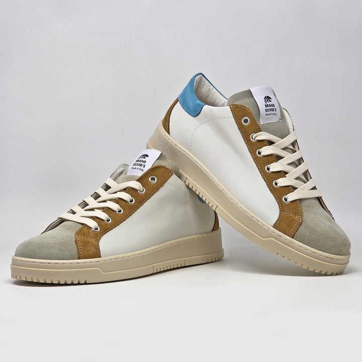 PAUL PELLE BEIGE CUOIO AZZURRO