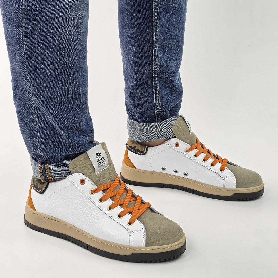 PAUL STAR PELLE BIANCO BEIGE CAMOUFLAGE ARANCIONE