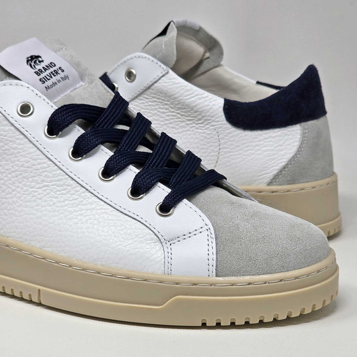 PAUL PELLE BIANCO CAMOSCIO BLU NAVY