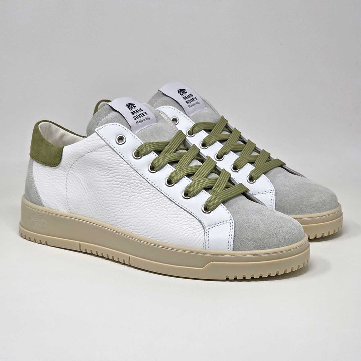 PAUL PELLE BIANCO CAMOSCIO VERDE PESTO