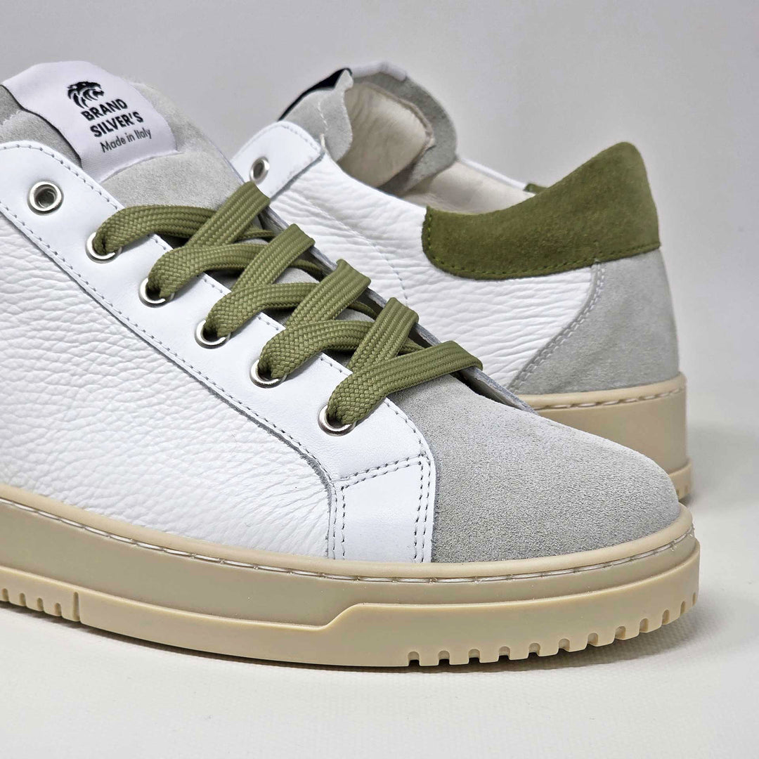 PAUL PELLE BIANCO CAMOSCIO VERDE PESTO