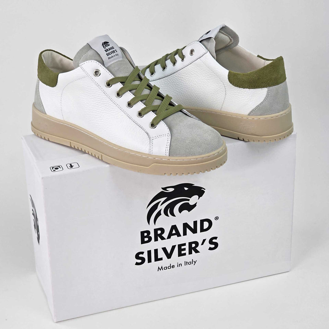 PAUL PELLE BIANCO CAMOSCIO VERDE PESTO