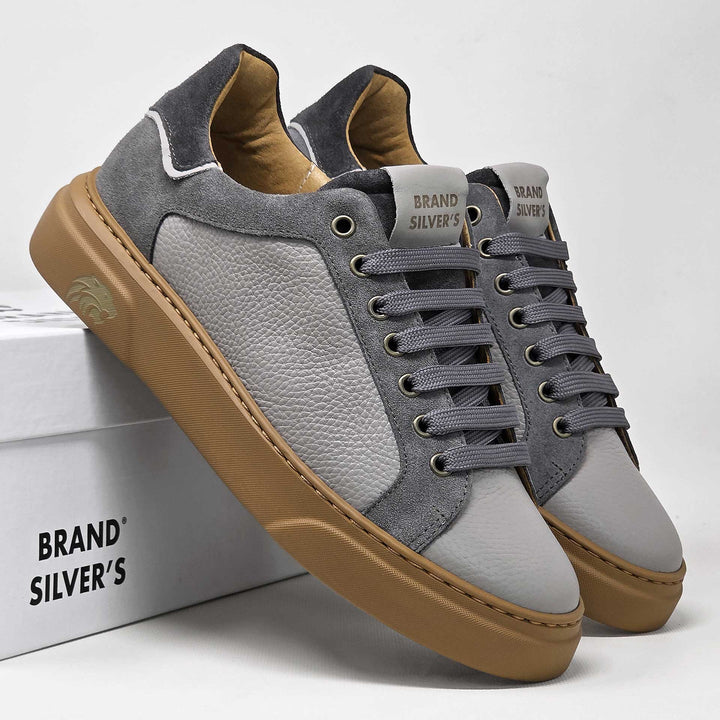 Siena — Sneaker in pelle grigio mix