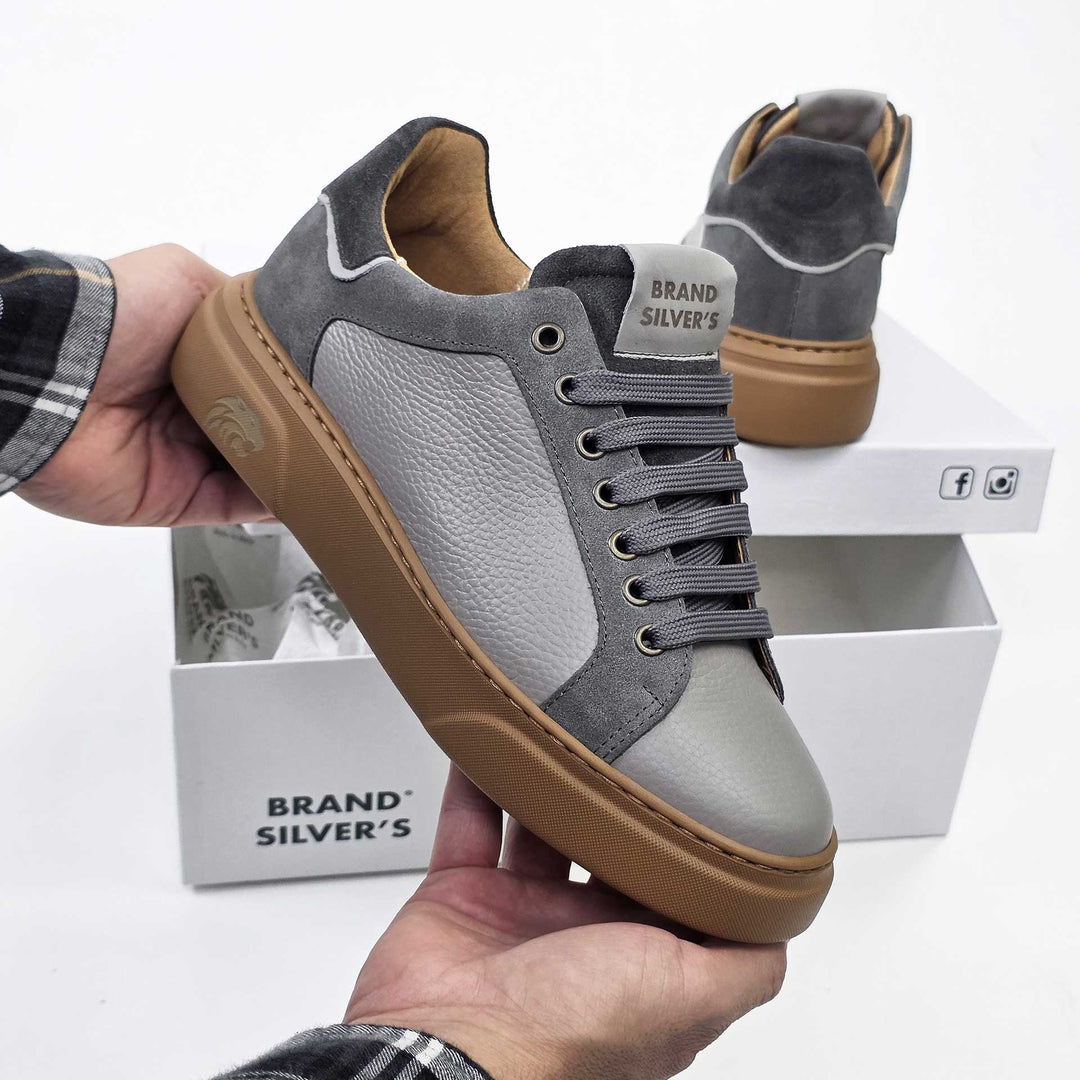 Siena — Sneaker in pelle grigio mix