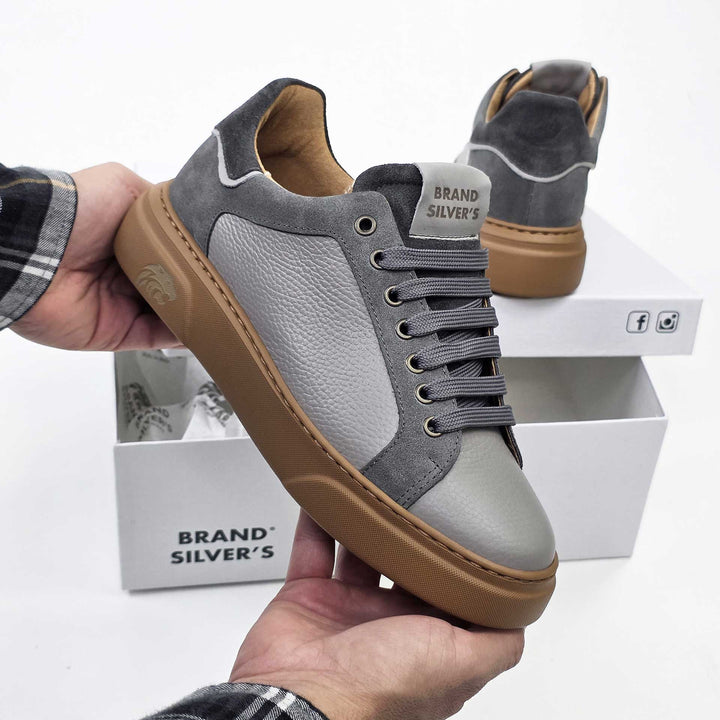 Siena — Sneaker in pelle grigio mix