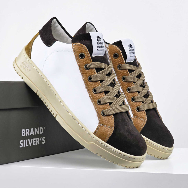 VALENCIA IN WHITE DARK BROWN LEATHER